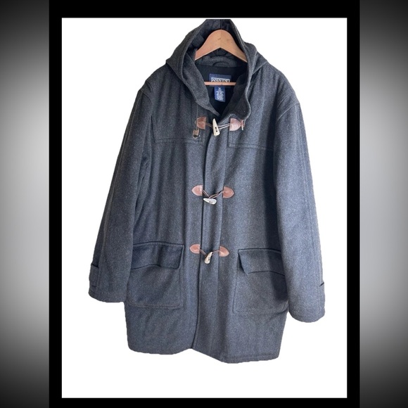 Vintage Lands' End 100% Wool Toggle Duffle Coat Men’s XLT Gray Thinsulate Hooded - Picture 15 of 15